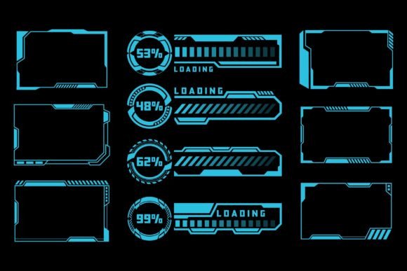Elevating Digital Aesthetics with Futuristic Blue Loading Bars and Frames