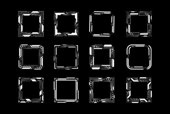 Elevating Visual Communication with Set of HUD Cyber Techno Frame Elements