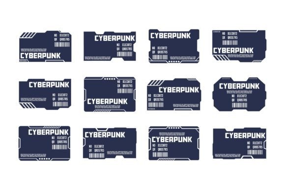 Futuristic Cyberpunk HUD Label Design Evaluation