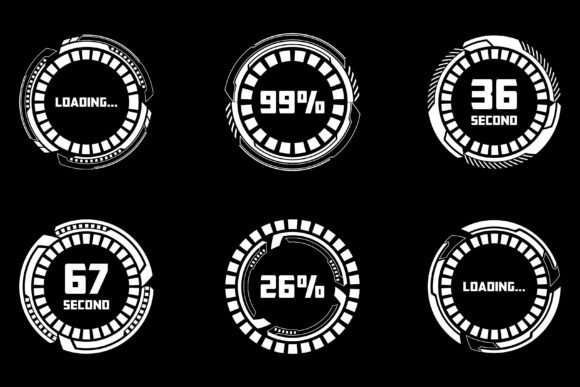 HUD Futuristic Circular Loading Screens: Elevating Digital and Print Interfaces