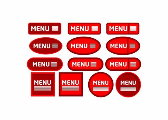 Set of Red Menu Button Design for Web: A Practical Guide to Integration